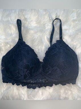 BLuxe Navy Lace Bralette with Scalloped Hem - Size 3X